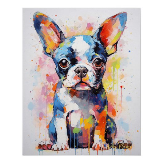 Super Leuke Boston Terrier Hond Puppy 001 - Xeno L Perfect Poster (Voorkant)