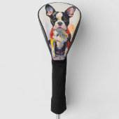 Super Leuke Boston Terrier Hond Puppy 005 - Xeno L Golfheadcover (Voorkant)