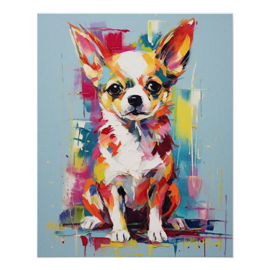Super Leuke Chihuahua Hond Puppy 004 - Xeno Lucilf Perfect Poster (Voorkant)