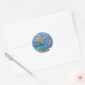 Super leuke coole surfer cartoon haai sticker (Envelop)