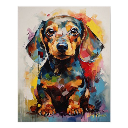 Super Leuke Dachshund Hond Puppy 001 - Xeno Lucilf Perfect Poster (Voorkant)