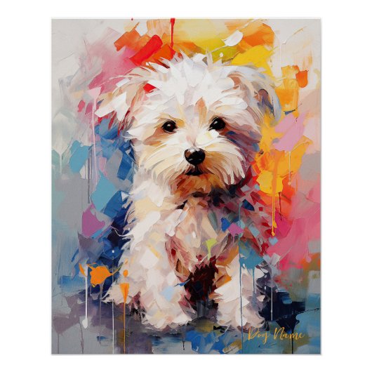 Super Leuke Maltese Hond Puppy 002 - Xeno Lucilfer Perfect Poster (Voorkant)