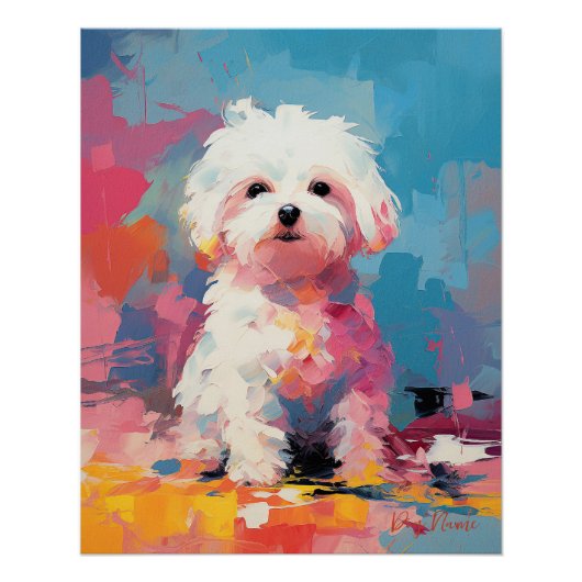 Super Leuke Maltese Hond Puppy 003 - Xeno Lucilfer Perfect Poster (Voorkant)