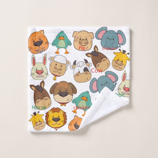 Super leuke safari boerderij baby's witte kinderen bad handdoek (Wasdoekje)