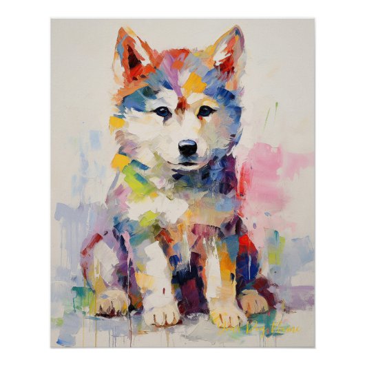 Super Leuke Siberische Husky Hond Puppy 004 - Xeno Perfect Poster (Voorkant)