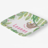 Super leuke sloth girl jarig papieren bordje (Gebogen)