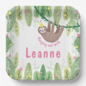 Super leuke sloth girl jarig papieren bordje (Voorkant)