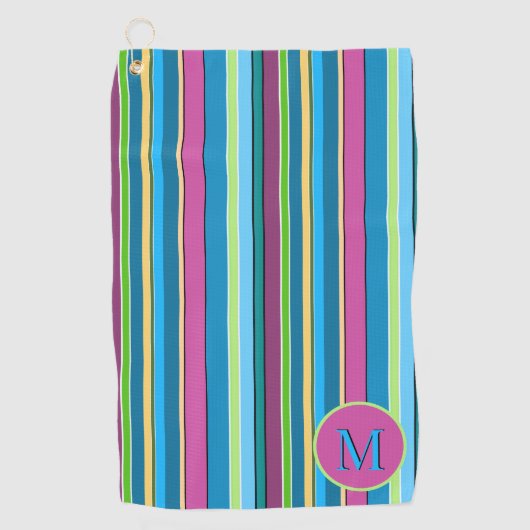 Super leuke zomerstrepen Paarse turquoise Golfhanddoek (Voorkant)
