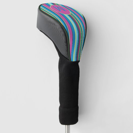 Super leuke zomerstrepen Paarse turquoise Golfheadcover (Schuin)