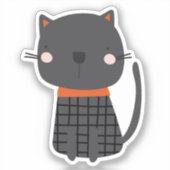 Super leuke zwarte heksenkat sticker (Voorkant)