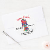 Super lezer jongen op boeken lezen boek dag ronde sticker (Envelop)