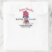 Super lezer jongen op boeken lezen boek dag ronde sticker (Tas)