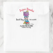 Super lezer meisje op boeken lezen dag award ronde sticker (Tas)