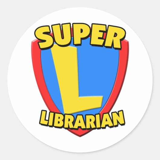 Super Librarian Ronde Sticker (Voorkant)