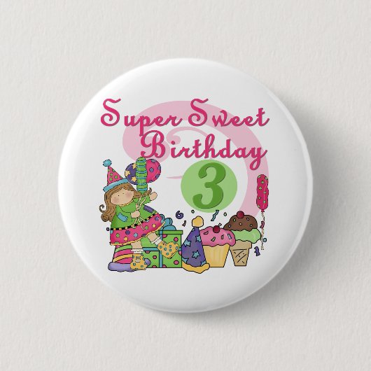 Super Lief 3e Verjaardag Tshirts en geschenken Ronde Button 5,7 Cm (Voorkant)