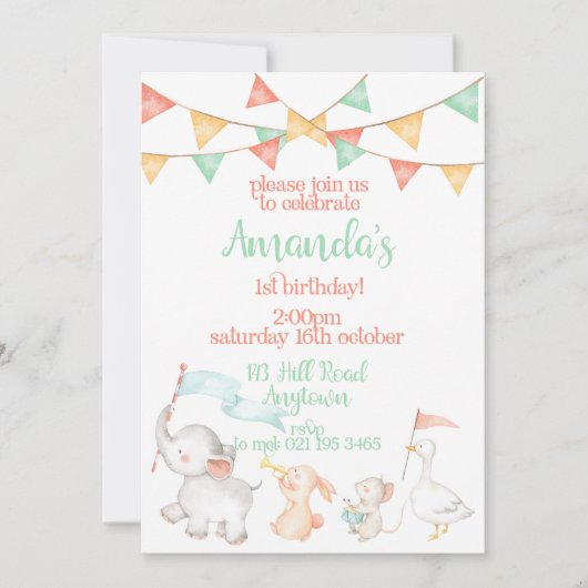 Super lief aanpasbare verjaardagsuitnodiging kaart (Voorkant)