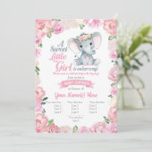 Super Lief Olifant Meisje Uitnodiging, Bloemkaart Kaart (Staand voorkant)