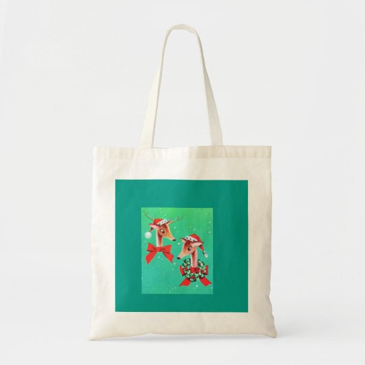 Super lief  rendier kerst tote bag (Voorkant)
