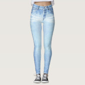 Super Light Wash Jeans All-Over Printed Leggings (Voorkant)