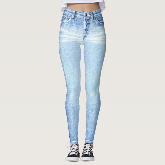 Super Light Wash Jeans All-Over Printed Leggings (Voorkant)