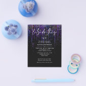 Super Low Budget Wedding Edgy Paarse Glitter Flyer (Enkel)