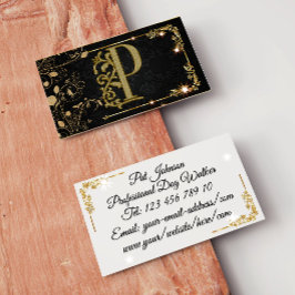 Super Luxe Zwart + Goud Monogram Visitekaartje