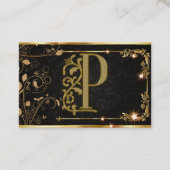 Super Luxury Black + Gold Monogram Visitekaartje (Voorkant)