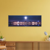 Super maan stijgt over Kings Lynn's nachthaven Canvas Afdruk (Insitu (Woonkamer))