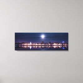 Super maan stijgt over Kings Lynn's nachthaven Canvas Afdruk