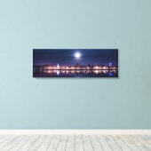 Super maan stijgt over Kings Lynn's nachthaven Canvas Afdruk (Insitu (Houten vloer))