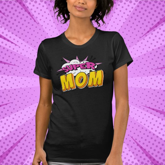 Super Mam Comic Book Verjaardagsfeest T-shirt
