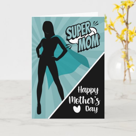 Super Mam Comic for Happy Moeders Day Kaart (Gele Bloem)