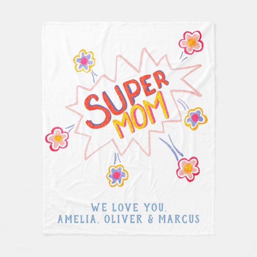 Super Mam Flower Comic Bubble Moederdag Fleece Deken (Voorkant)