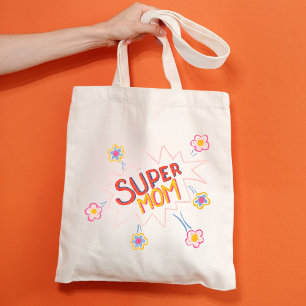 Super Mam Flower Comic Bubble Moederdag Tote Bag