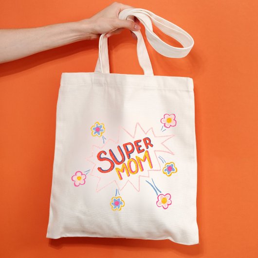Super Mam Flower Comic Bubble Moederdag Tote Bag