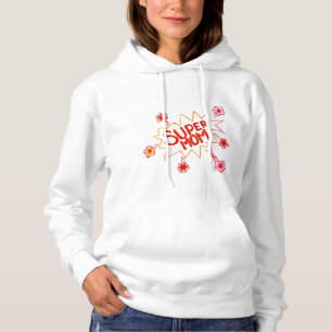 Super Mam Flower Comic Bubble Tekenmoeder Hoodie