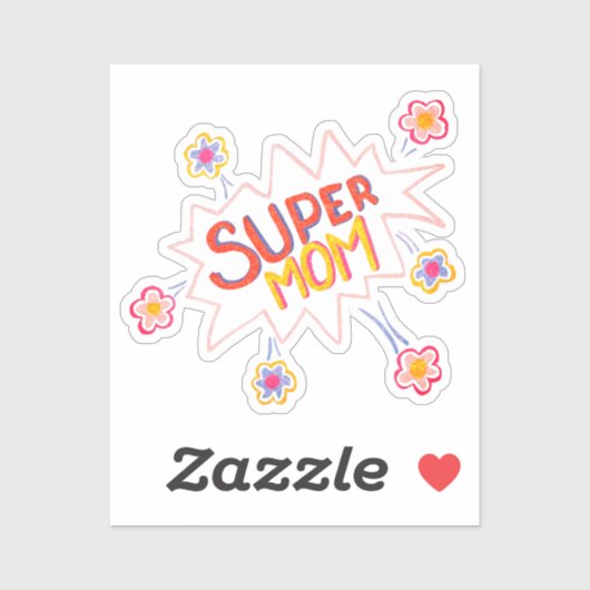 Super mam Flower Hand Lettering Action Bubble Sticker (Vel)