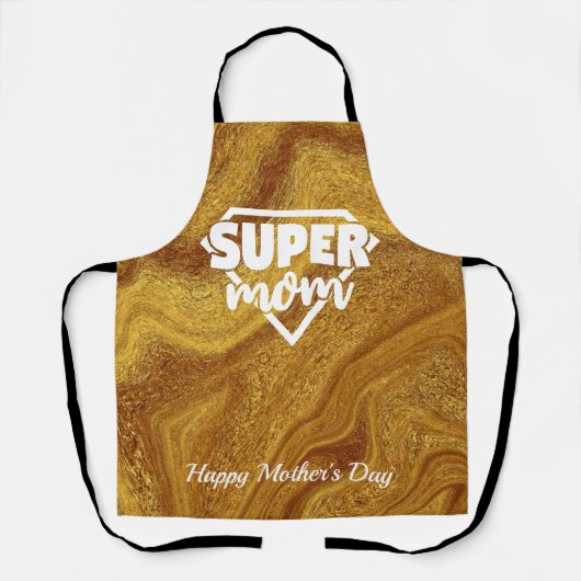 Super Mam Gold Foil happy moeders day Apron Schort (Voorkant)