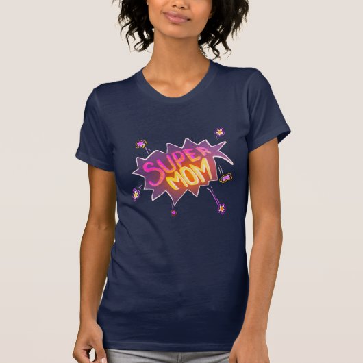 Super mam Neon Comic Bubble Flower Moeder Day T-shirt (Voorkant)