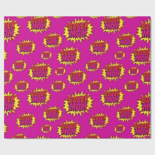 Super Mam op Fuchsia Cadeaupapier (Vlak)