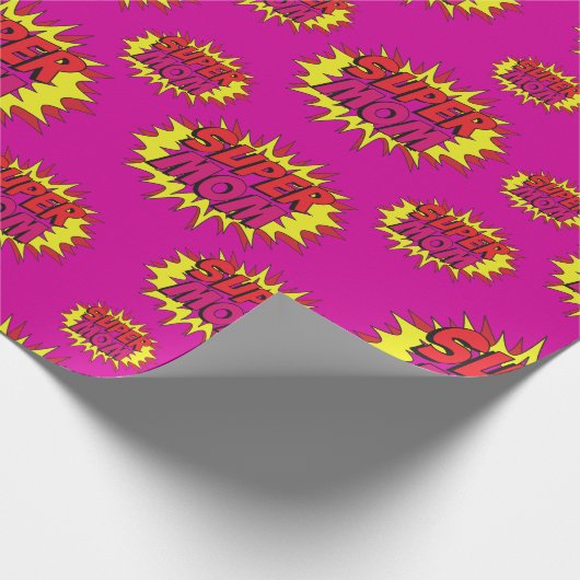 Super Mam op Fuchsia Cadeaupapier (Hoek)