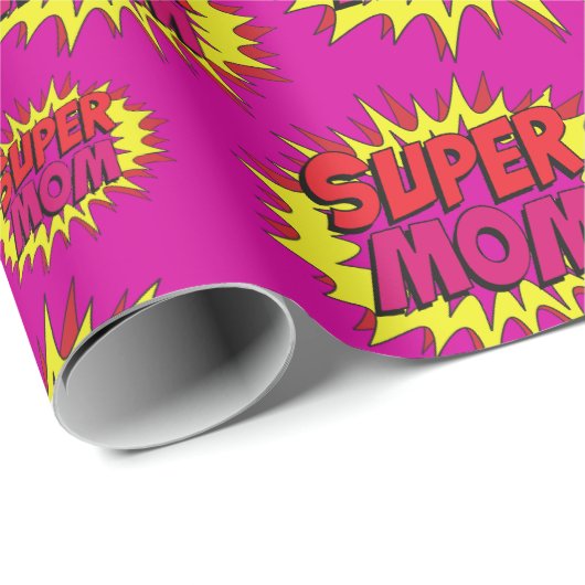 Super Mam op Fuchsia Cadeaupapier (Rol Hoek)