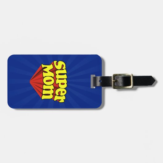 Super Mam Red/Yellow/Blue Superheld Moederdag Bagagelabel (Voorkant horizontaal)