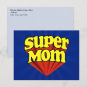 Super Mam Red/Yellow/Blue Superheld Moederdag Briefkaart (Voorkant / Achterkant)