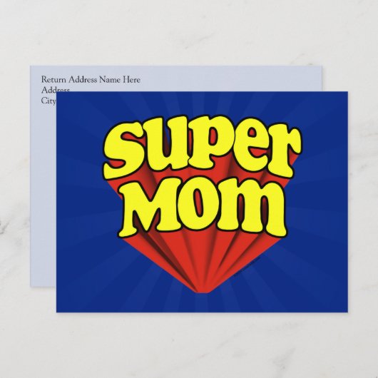 Super Mam Red/Yellow/Blue Superheld Moederdag Briefkaart (Voorkant / Achterkant)
