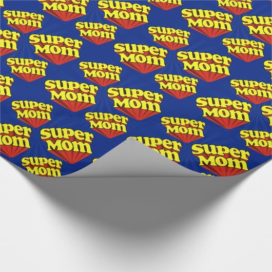 Super Mam Red/Yellow/Blue Superheld Moederdag Cadeaupapier (Hoek)