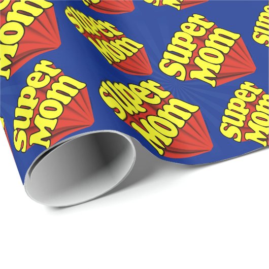 Super Mam Red/Yellow/Blue Superheld Moederdag Cadeaupapier (Rol Hoek)