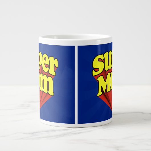 Super Mam Red/Yellow/Blue Superheld Moederdag Grote Koffiekop (Voorkant)