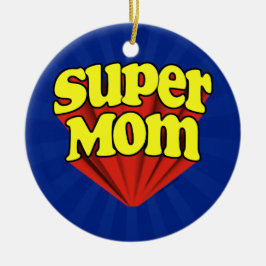 Super Mam Red/Yellow/Blue Superheld Moederdag Keramisch Ornament
