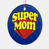 Super Mam Red/Yellow/Blue Superheld Moederdag Keramisch Ornament (Links)